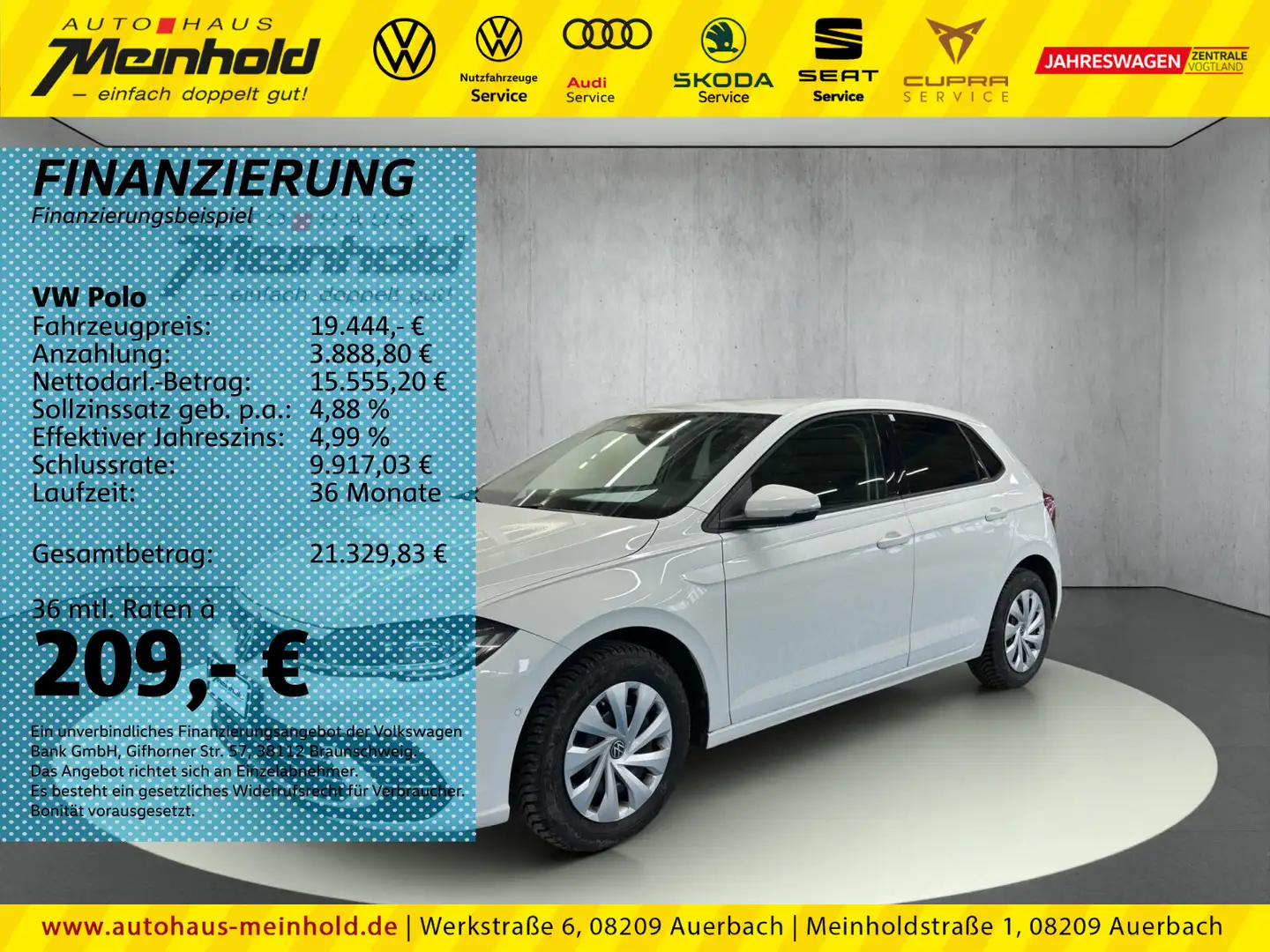 Volkswagen Polo 1.0 TSI DSG Style, Side Assist, Kamera Weiß - 1