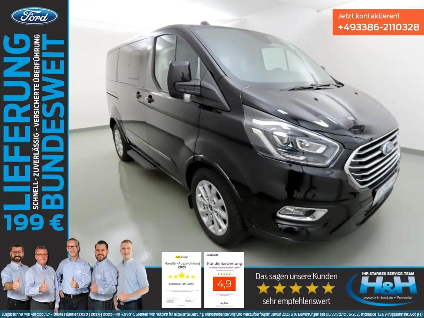 Ford Tourneo Custom 2.0 320 L1 Titanium (Xenon+Kam) Noir - 1