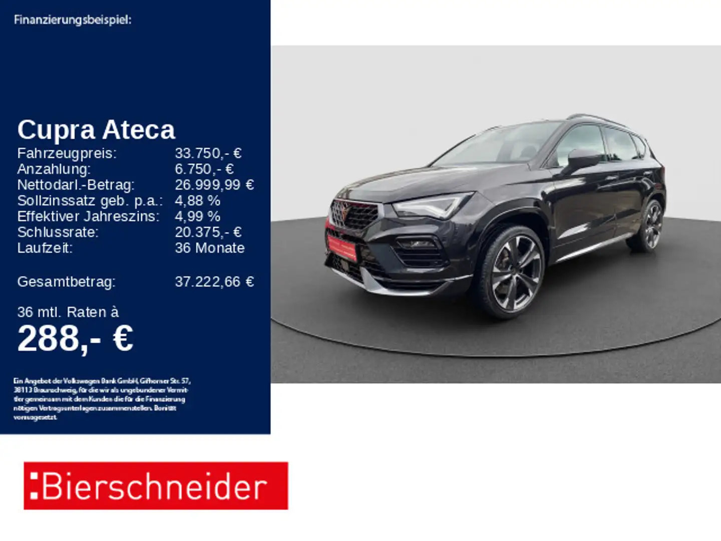 CUPRA Ateca 2.0 TSI DSG 4Drive 19 AHK LED NAVI SHZ Schwarz - 1