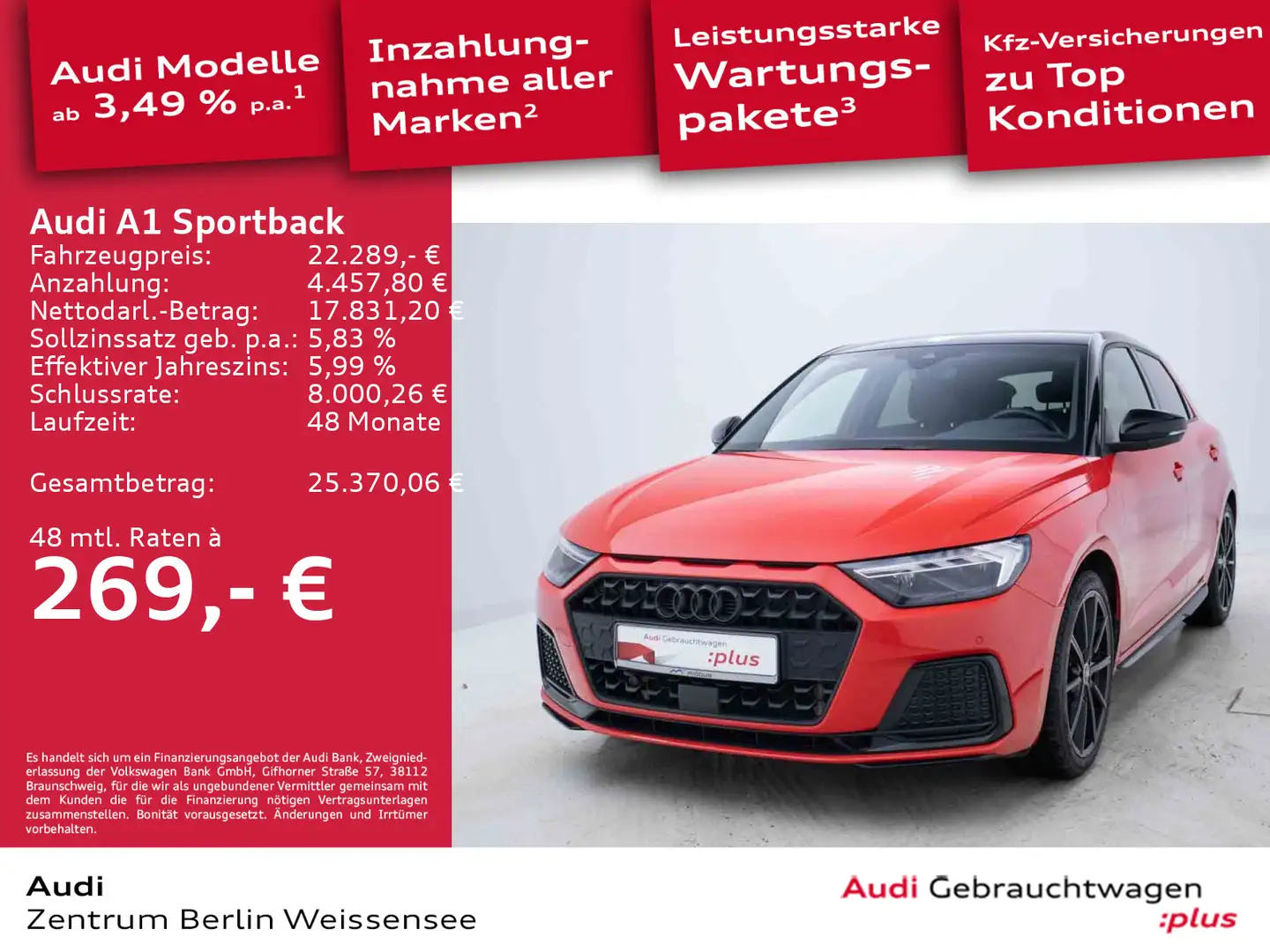 Audi A1 30 TFSI S-TRO*ADVANCED*LED*RFK*NAVI Rot - 1