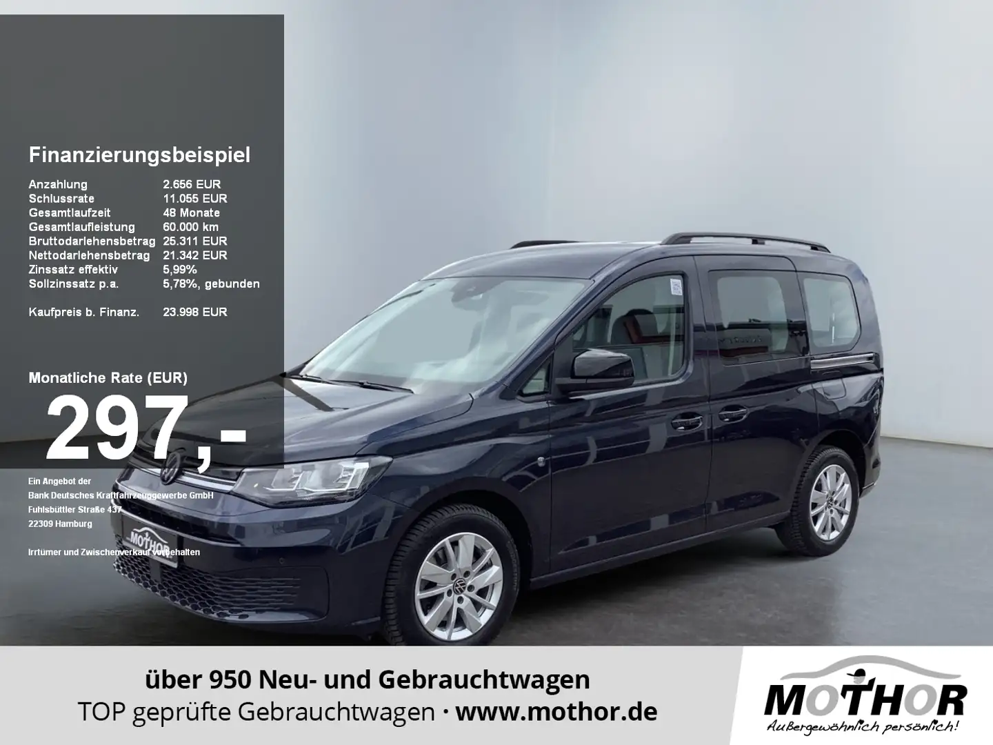 Volkswagen Caddy Combi 2.0 TDI 7-Sitze SHZ PDC Klima Blau - 1
