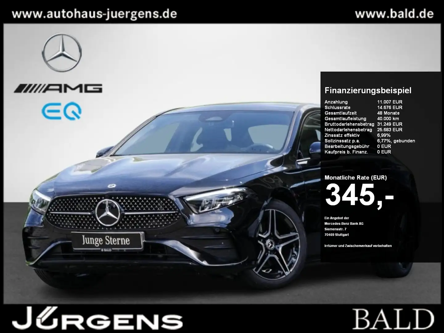 Mercedes-Benz A 200 Limo AMG-Sport/LED/Cam/Pano/Night/Totw/18" Schwarz - 1