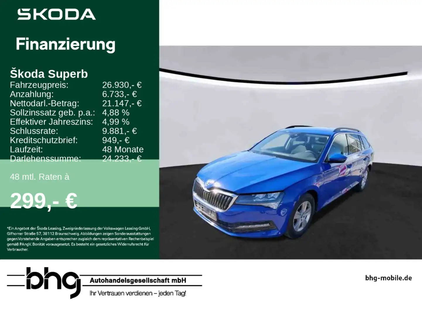 Skoda Superb Combi 1.5 TSI Ambition Blau - 1