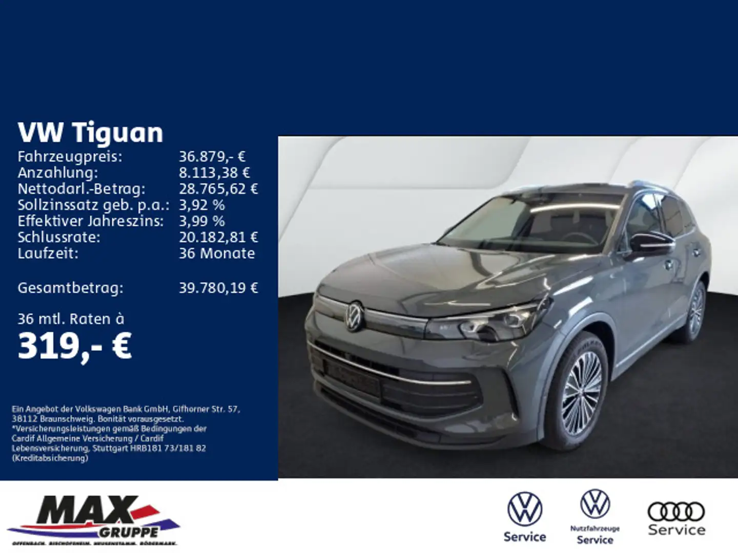 Volkswagen Tiguan 2.0 TDI DSG GOAL AHK+IQ.LIGHT+HUD+KAMERA+ Grau - 1