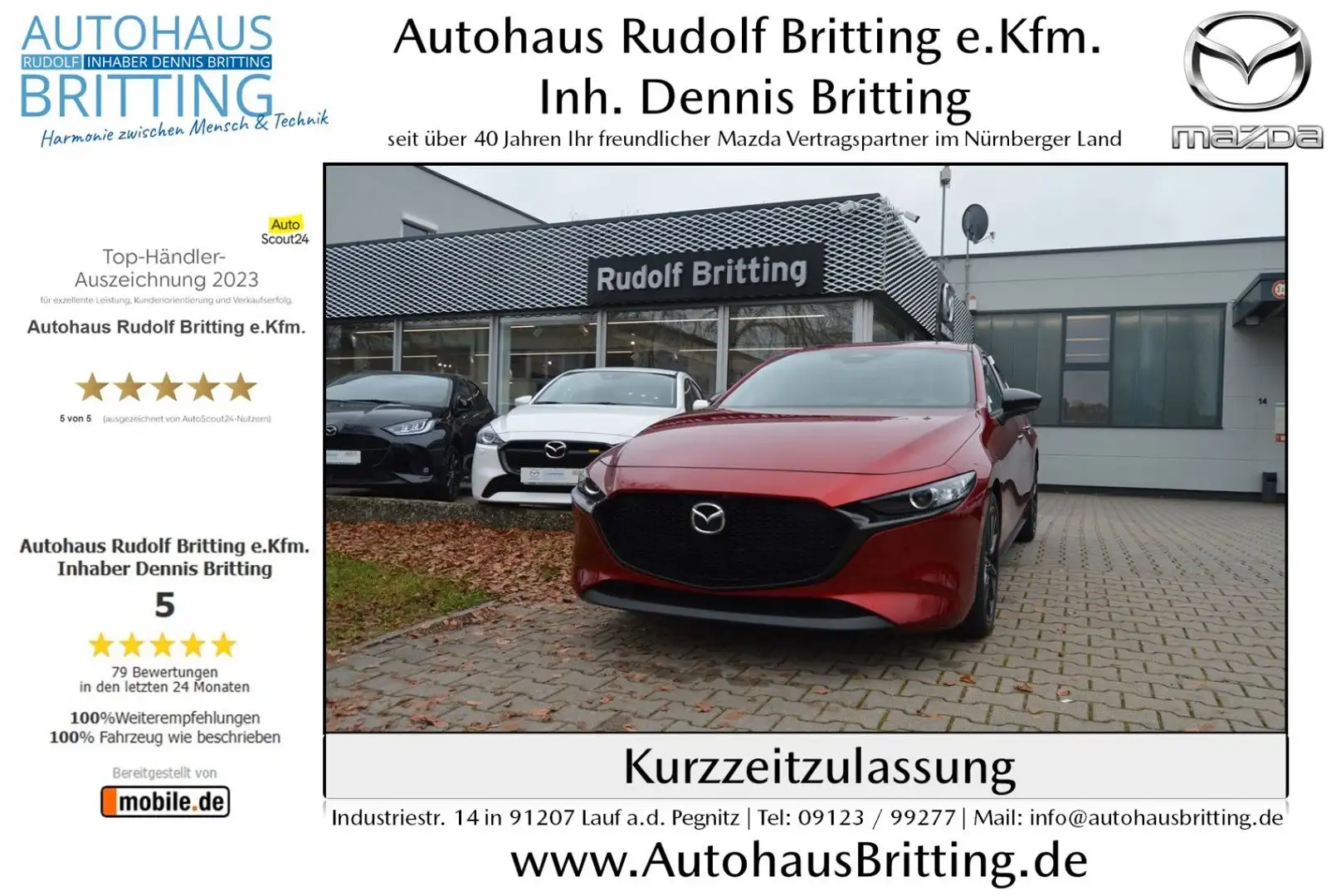 Mazda 3 Benzin 140PS 6GS Homura Navi PDC SHZ Rouge - 1
