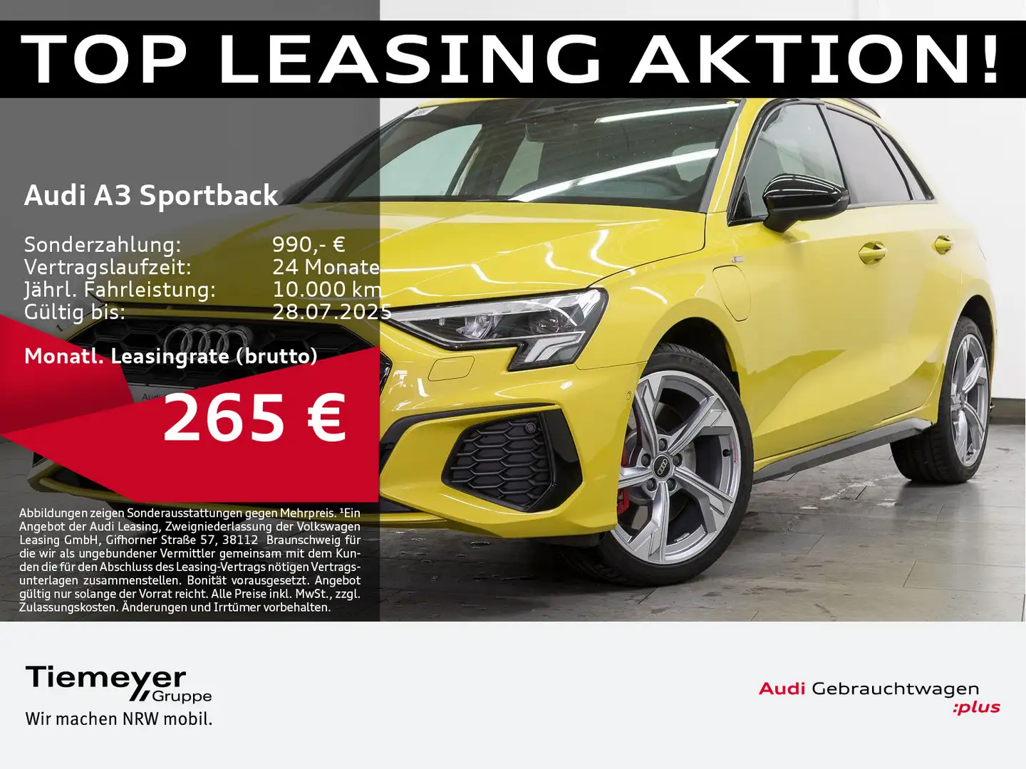 Audi A3 45 TFSIe 2x S LINE LEDER LM18 LED A Jaune - 1