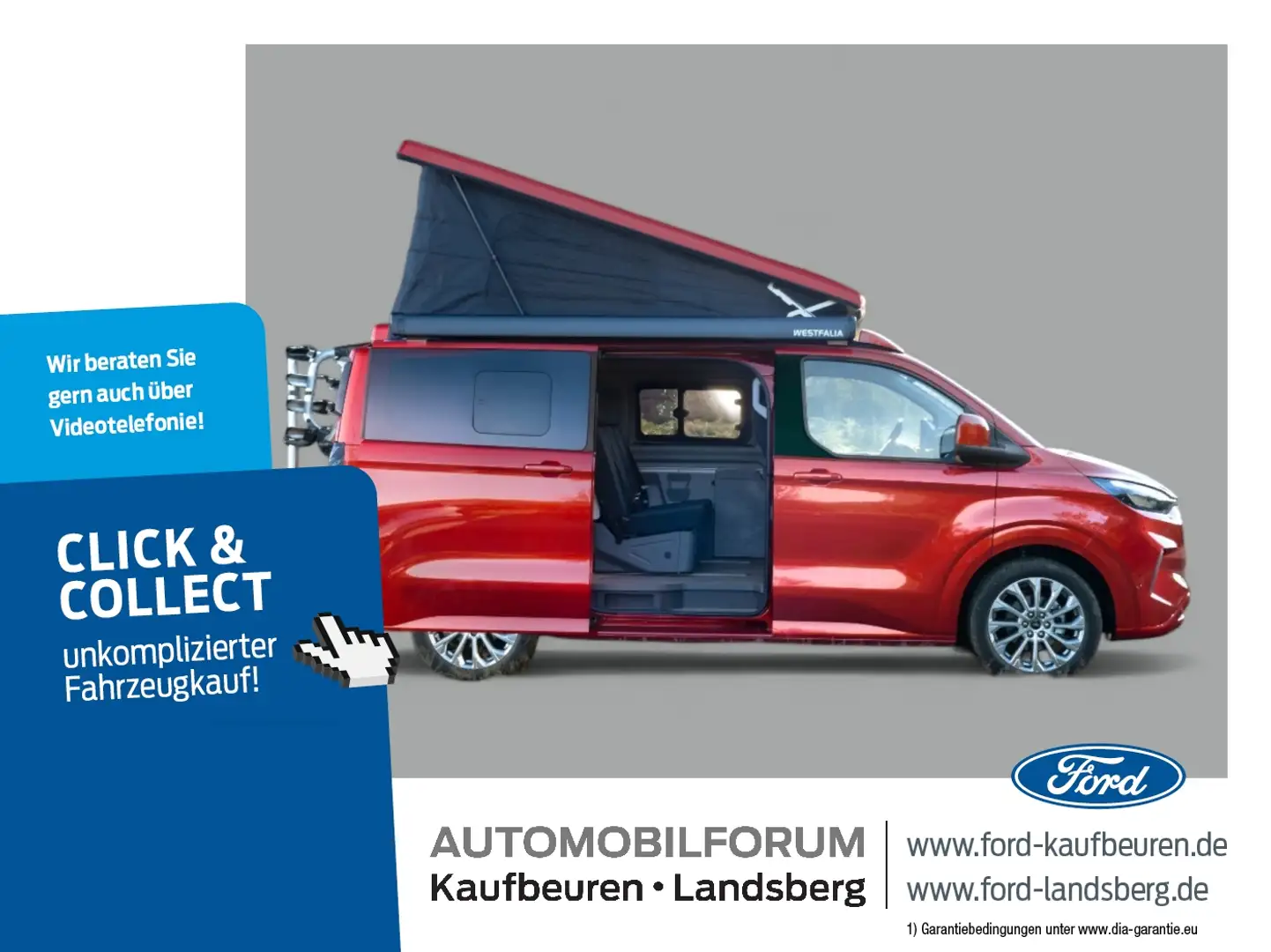 Ford Transit Custom NUGGET TITANIUM | NEUES MODELL | AUFSTELLDACH Rot - 1