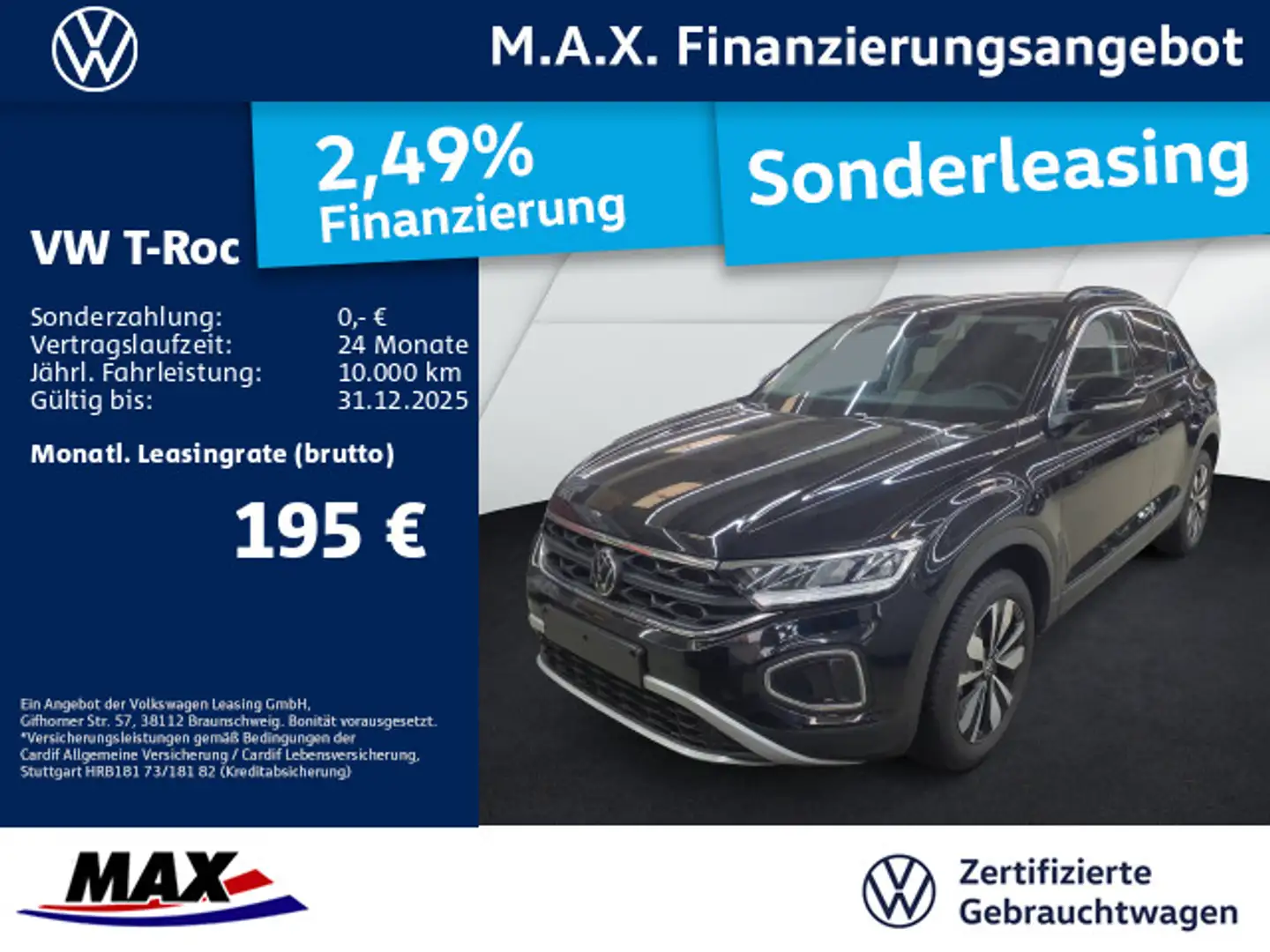 Volkswagen T-Roc 1.0 TSI GOAL LED+NAVI+ACC+ALU Schwarz - 1