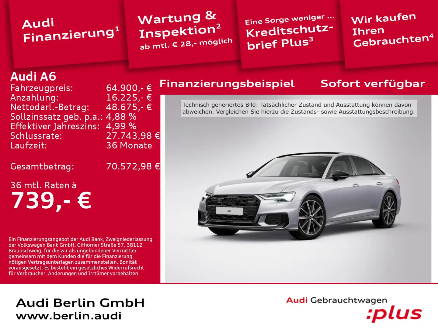 Audi A6 S line 55 TFSI qu.S tr. STDHZG 360°K HUD PANO Silber - 1