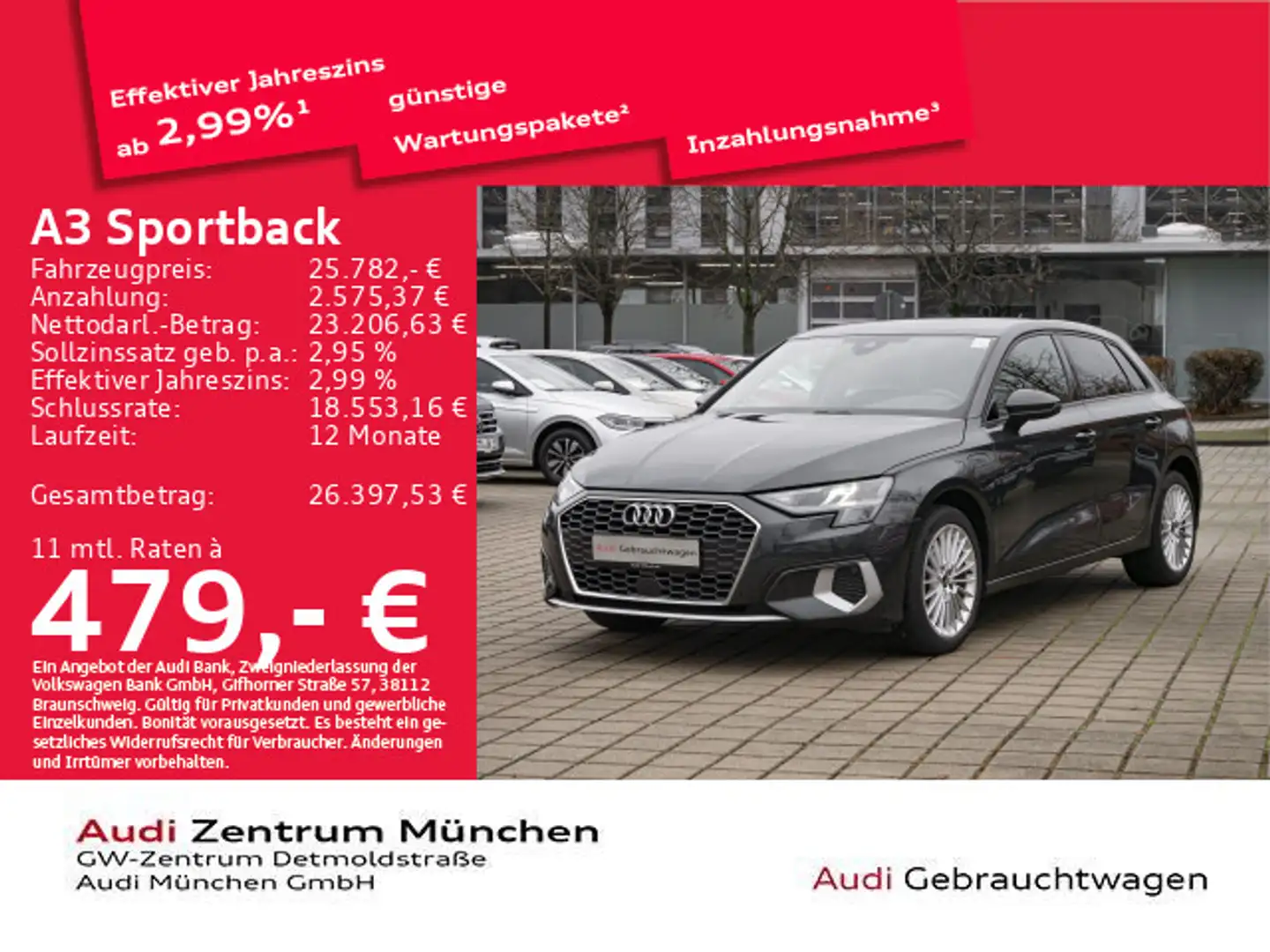 Audi A3 40 TFSI e S tronic advanced Navi+ Grau - 1
