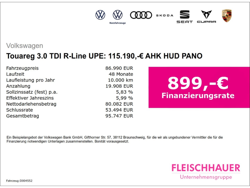 Volkswagen Touareg 3.0 TDI R-Line UPE: 115.190,-€ AHK HUD PANO — photo 3
