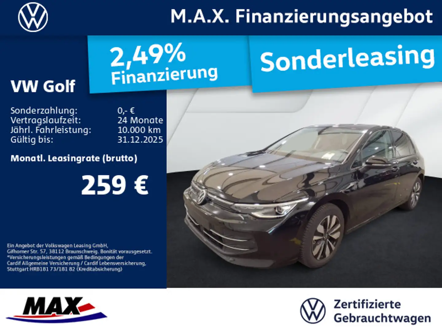 Volkswagen Golf VIII 2.0 TDI DSG GOAL LED+ACC+KAMERA+VC+ALU Schwarz - 1