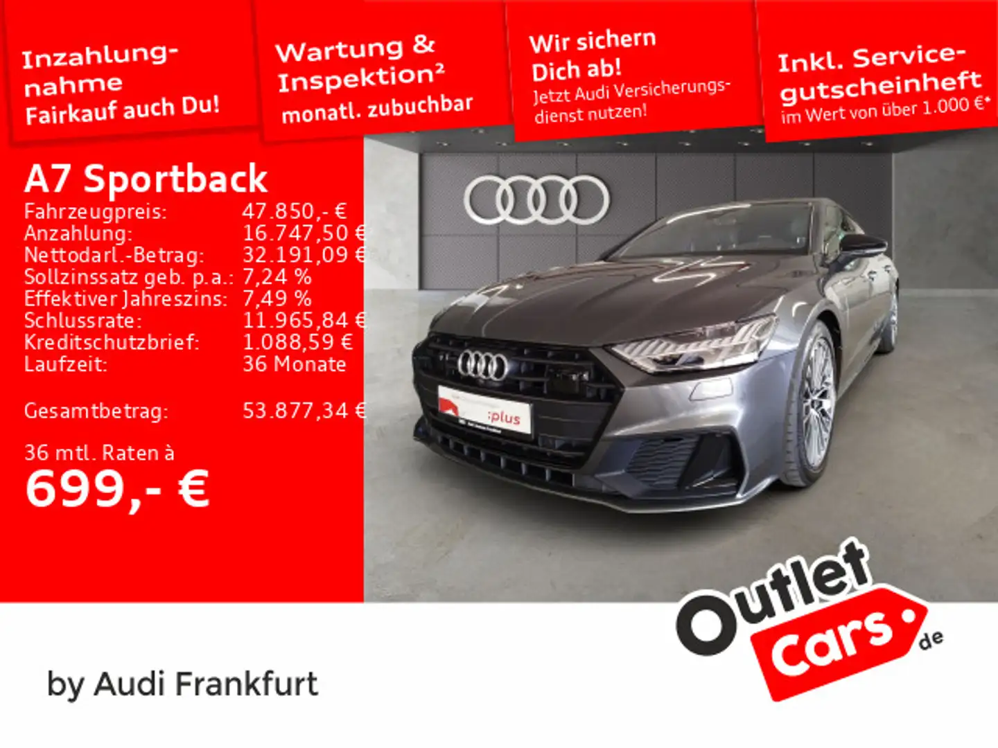 Audi A7 55 TFSI e quattro S tronic S line H Grau - 1