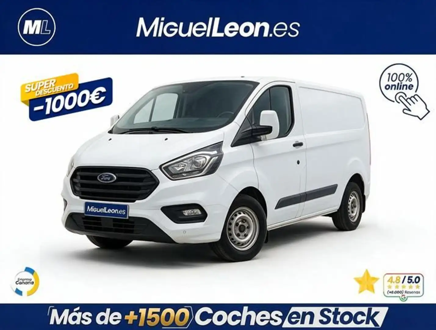 Ford Transit Custom furgón Van 2.0 TDCI 96kW 280 L1 Tr Blanco - 1