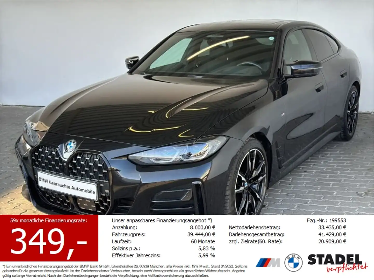 BMW 440 Mi xDrive Laser.360°.ACC.Glasdach.HuD.HarmKar Noir - 1