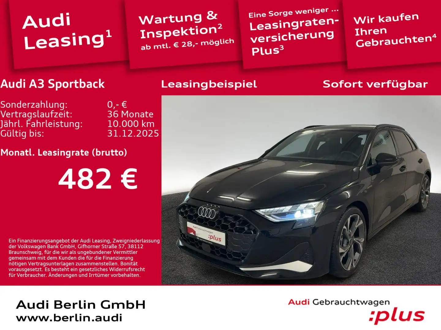 Audi A3 Advanced 35 TDI S tr. LED NAVI HUD Schwarz - 1