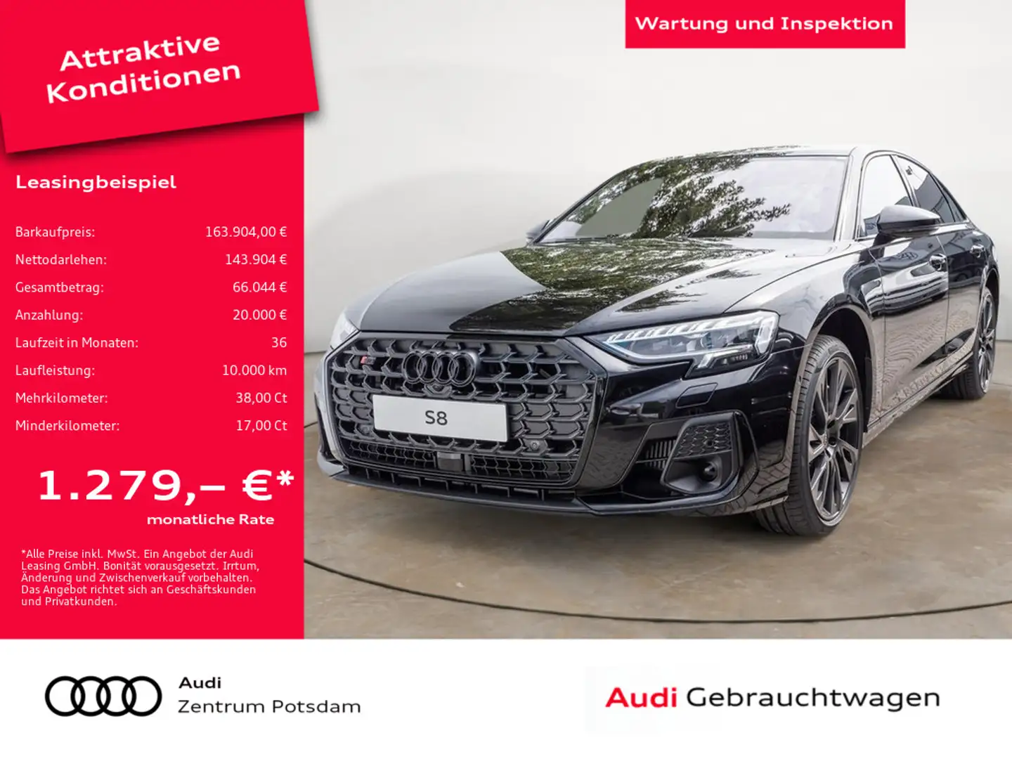 Audi S8 TFSI MATRIX PANO STANDHZ TV B&O Schwarz - 1