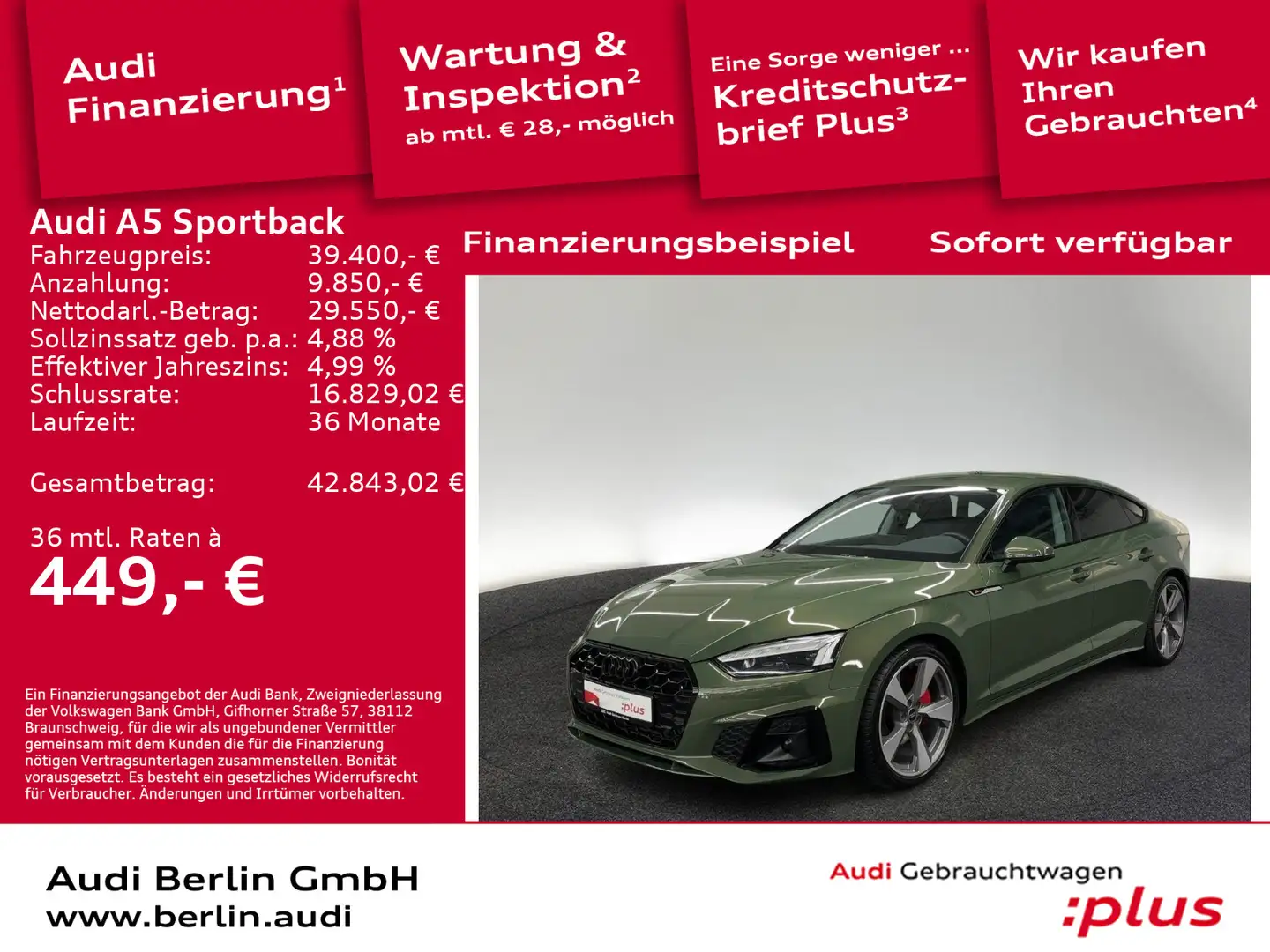 Audi A5 S line 40 TFSI qu.S tr. RFK MATRIX Grün - 1