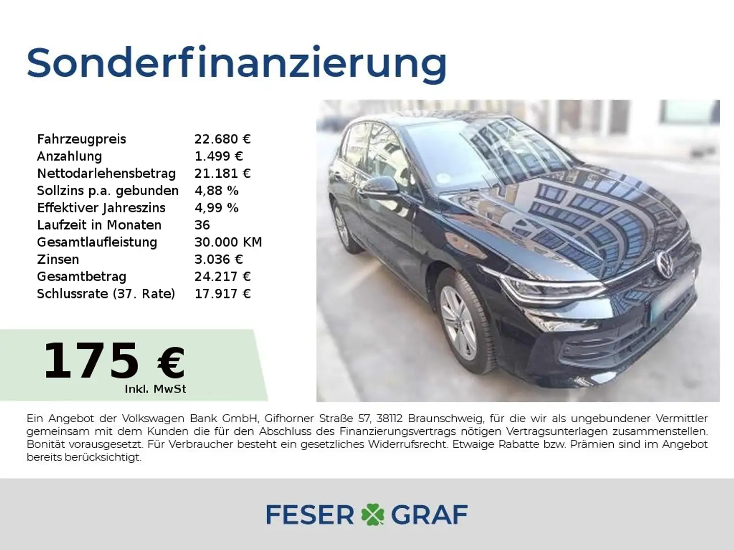 Volkswagen Golf VIII Life 1.5 TSI 85 kW 6-Gang ACC HUD LED Nero - 1