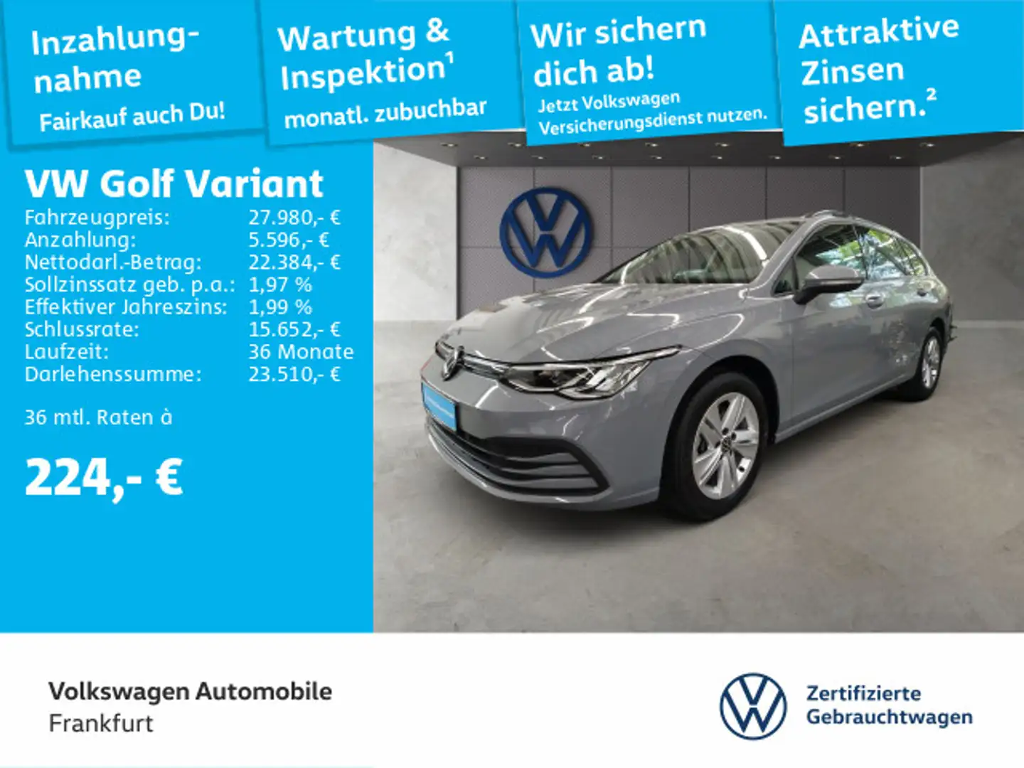 Volkswagen Golf VIII Variant 2.0 TDI Life Navi LED DAB+ FrontAssis Grau - 1