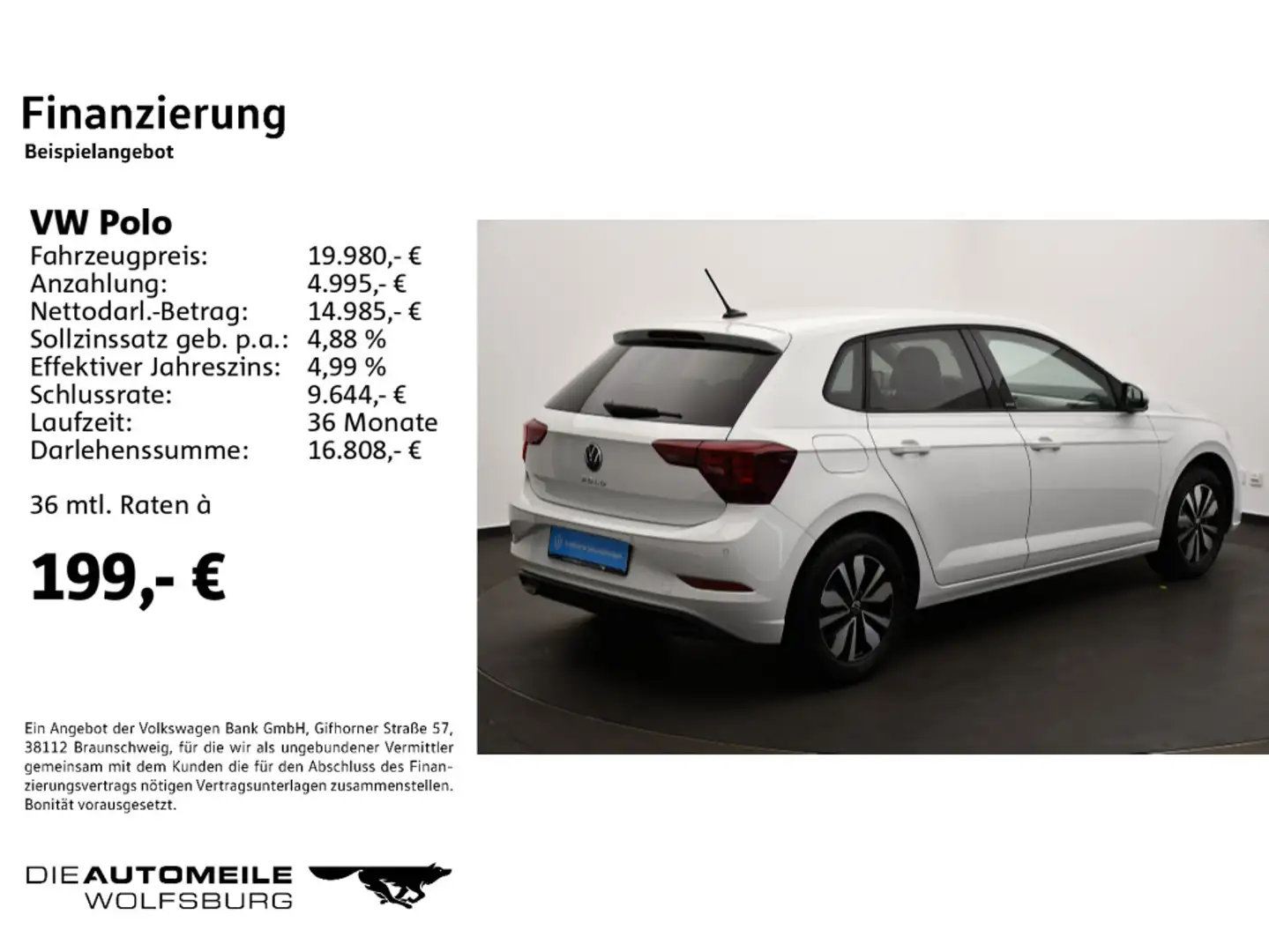 Volkswagen Polo VI 1.0 Move Sitzhzg/LED/Einparkhi v+h Weiß - 2