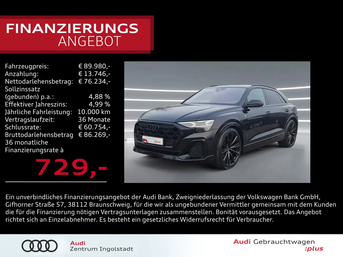 Audi Q8 50 TDI qu 2x S line LASER Pano STHZG B&O 23" Schwarz - 1