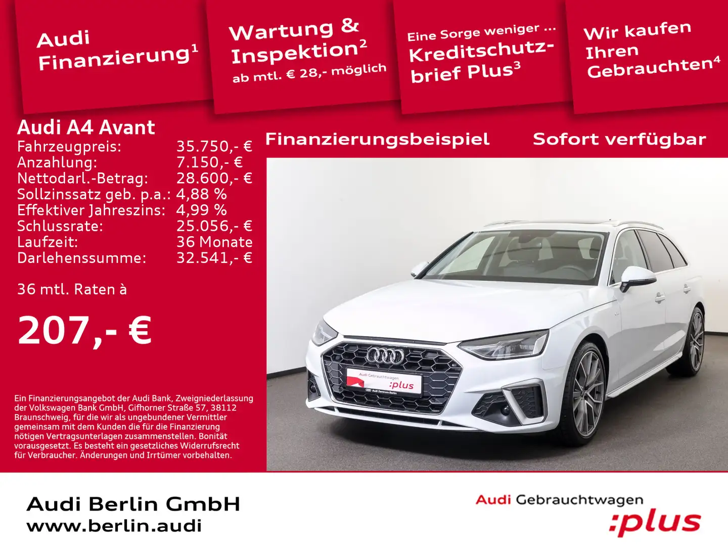 Audi A4 S line 35 TFSI S tr. RFK PDC NAVI PANO Weiß - 1
