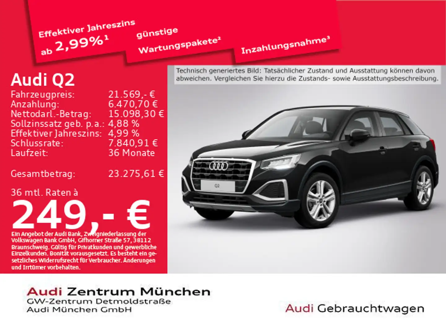 Audi Q2 30 TFSI Advanced Navi+/LED Schwarz - 1