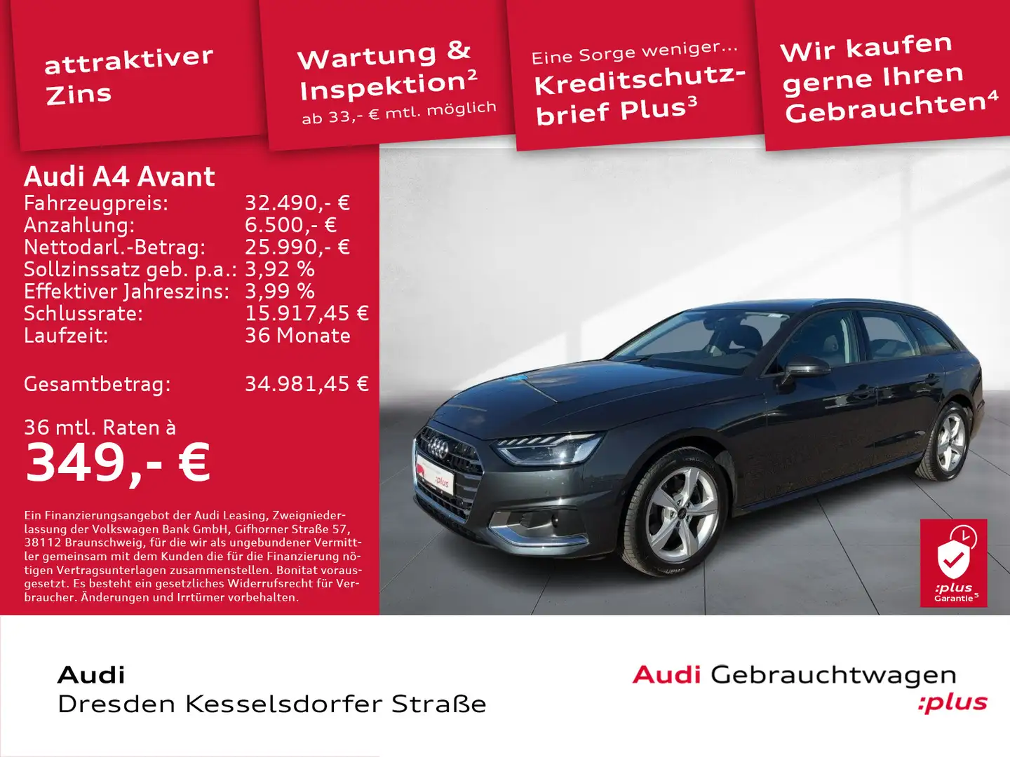 Audi A4 35 TDI advanced PDC GRA LED Navi Grigio - 1