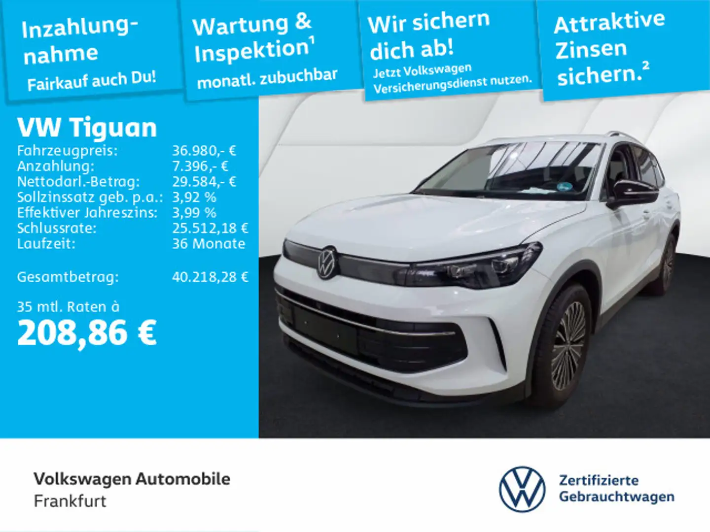 Volkswagen Tiguan 2.0 TDI DSG Goal Navi LEDPlus DAB+ FrontA Weiß - 1