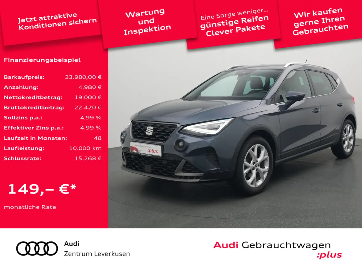SEAT Arona FR NAVI AHK VIRT ACC KAM SHZ CARPLAY PD Grau - 1