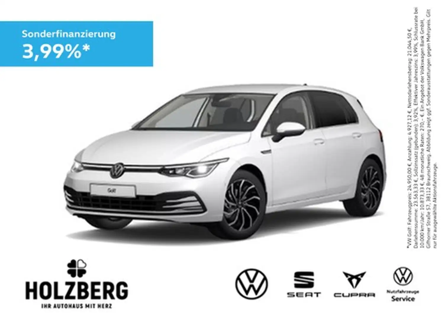 Volkswagen Golf Style 1.5 eTSI DSG KAMERA+17"+NAV+SHZ+ACC Weiß - 1