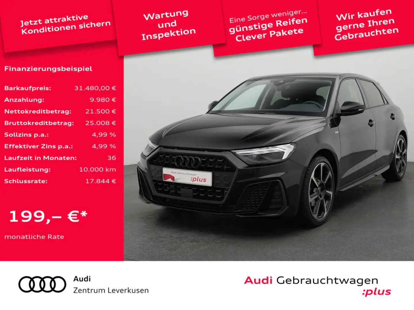 Audi A1 Sportback S line S-TRON ACC CARPLAY SHZ KA Schwarz - 1