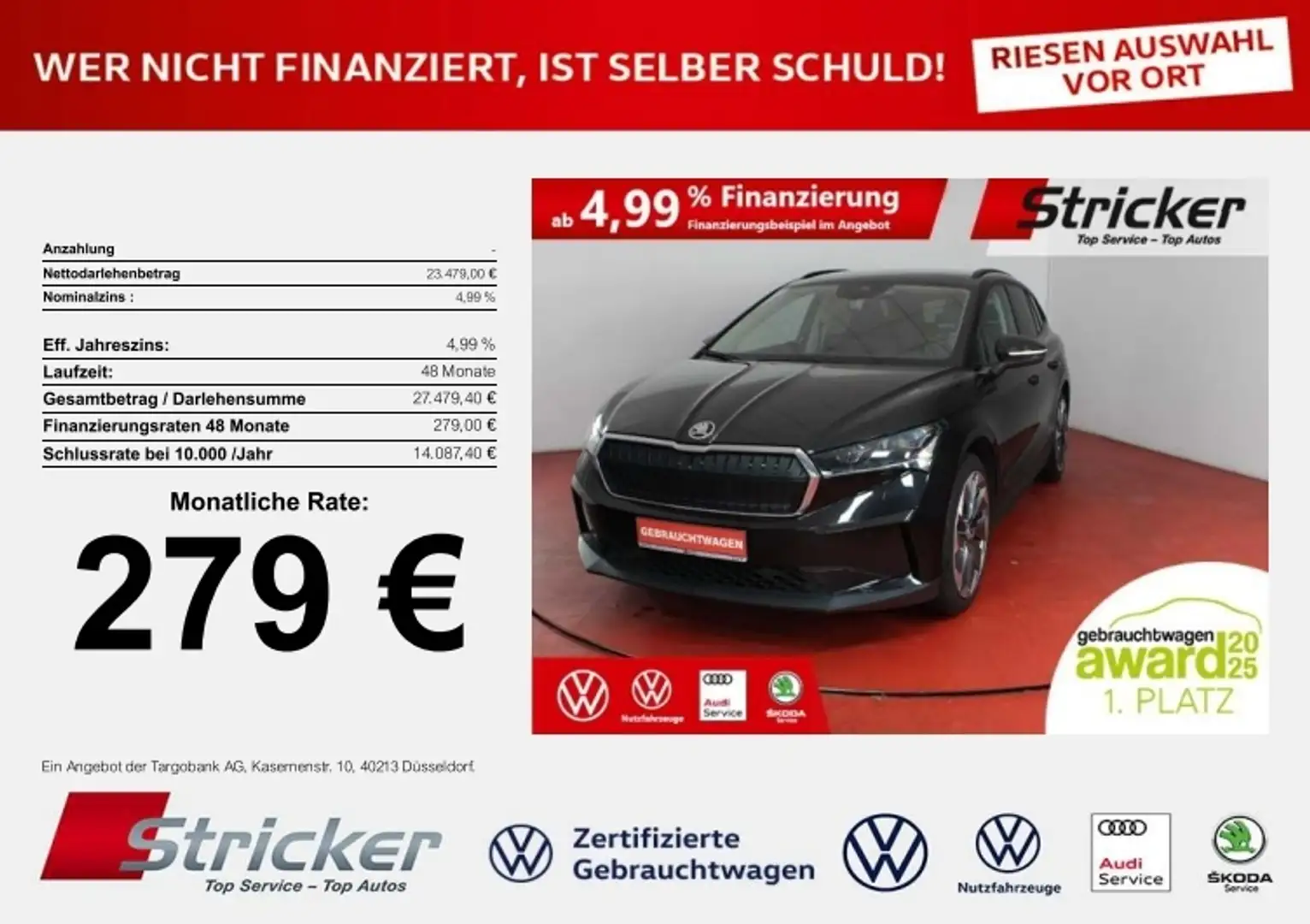 Skoda Enyaq iV60 279,-ohne Anzahlung Lodge LED-Matrix Wärmepu Schwarz - 1