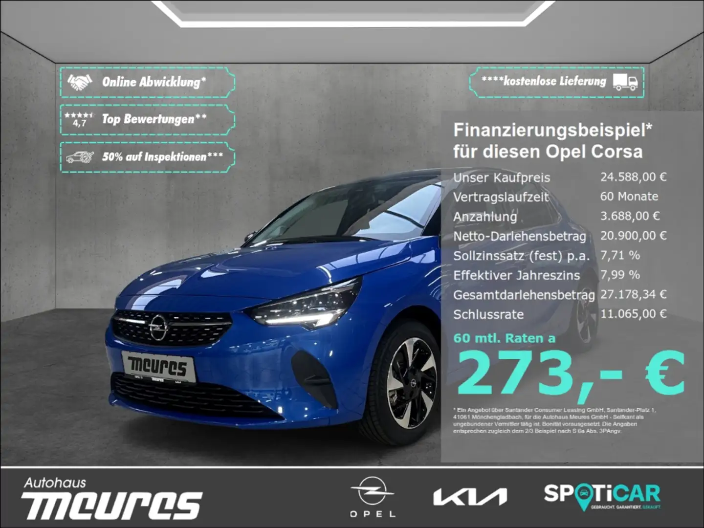 Opel Corsa -e Elegance TEMPOMAT NAVI SITZHEIZUNG PDC Bleu - 1