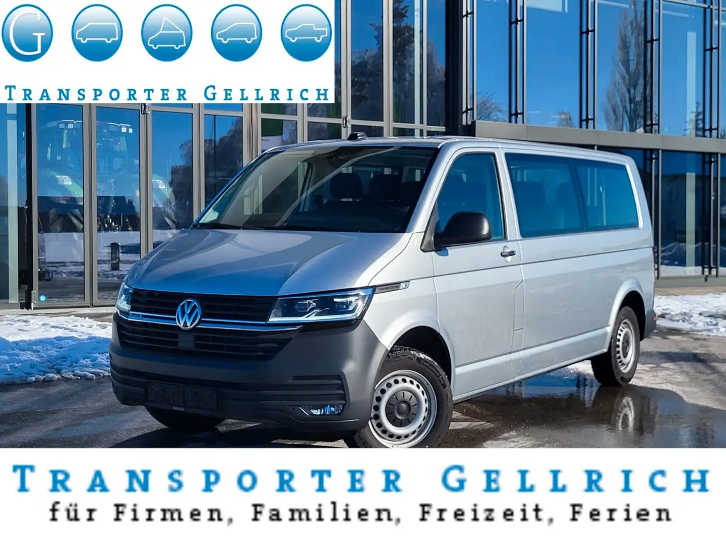 Volkswagen T6 Kombi lang DSG GRA 9 Sitzer SHZ LED AHK Plateado - 1