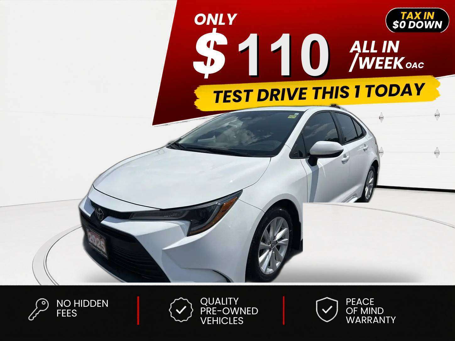 White 2025 Toyota Corolla Sedan Front-Wheel Drive Automatic