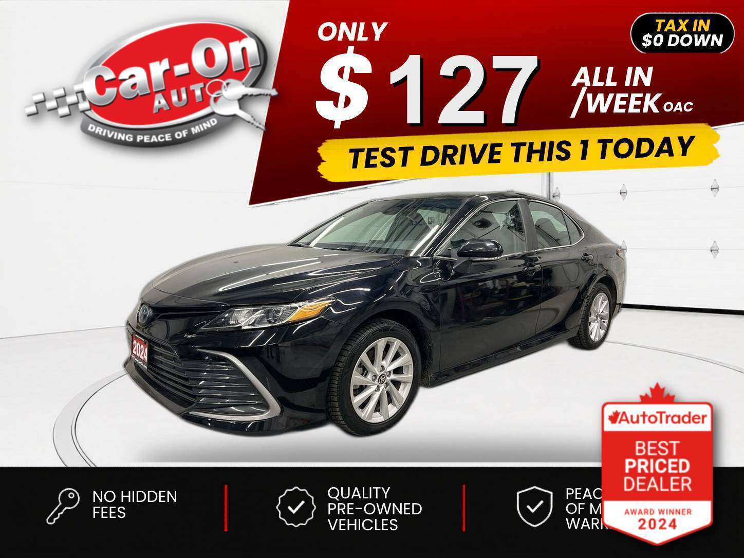 Black 2024 Toyota Camry Hybrid LE FWD Sedan Front-Wheel Drive Automatic
