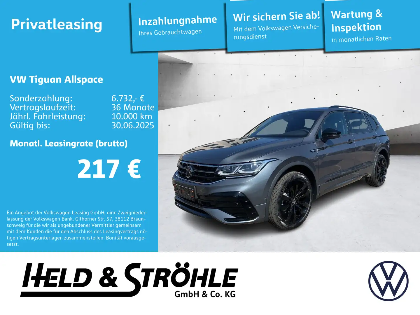 Volkswagen Tiguan Allspace R-Line Black 2.0TDI 20" AHK 360° Grau - 1