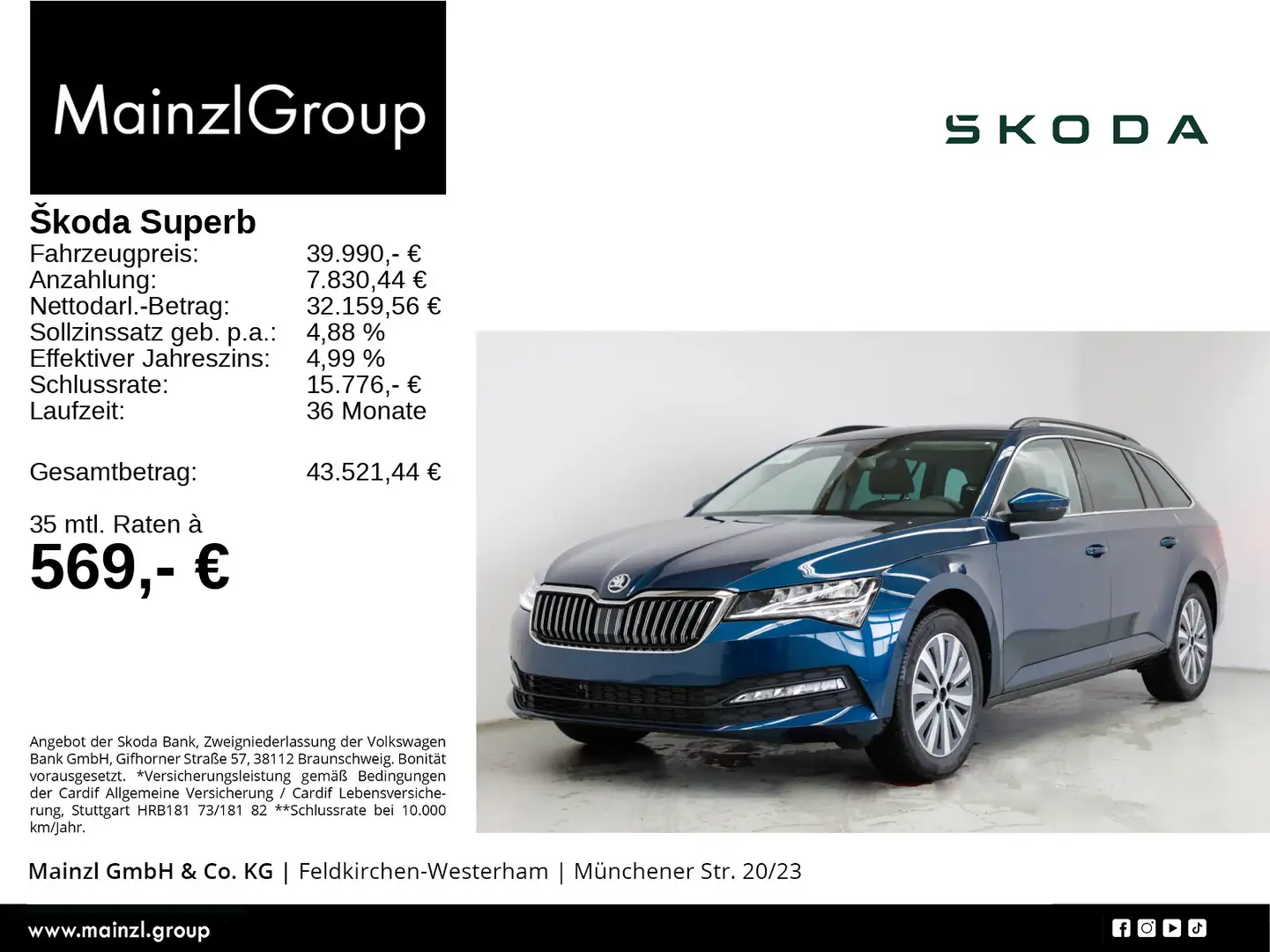 Skoda Superb Combi Ambition Blau - 1