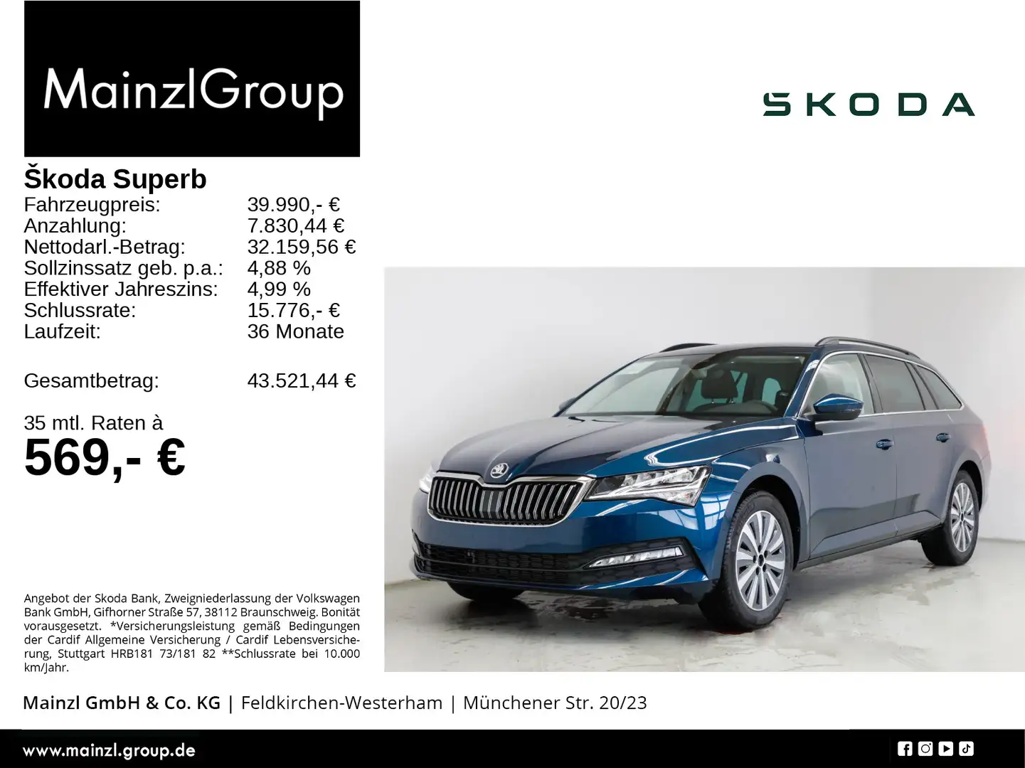 Skoda Superb Combi Ambition Blau - 1