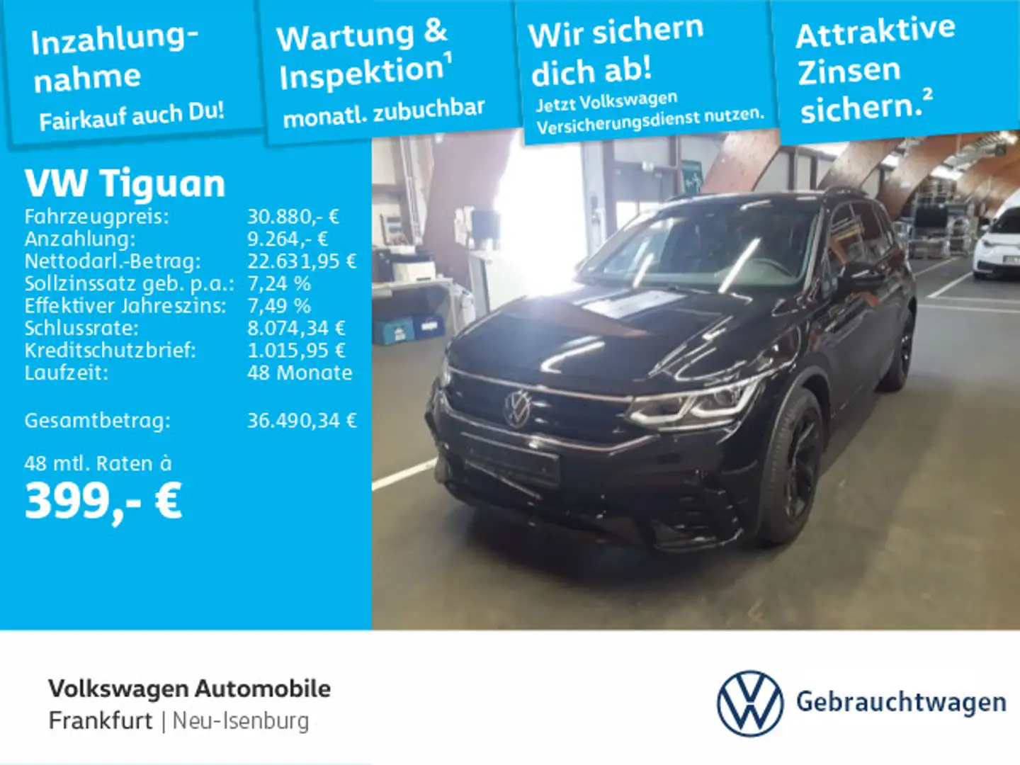 Volkswagen Tiguan 2.0 TDI DSG R-Line Navi  LED-Matrix-Schei Schwarz - 1