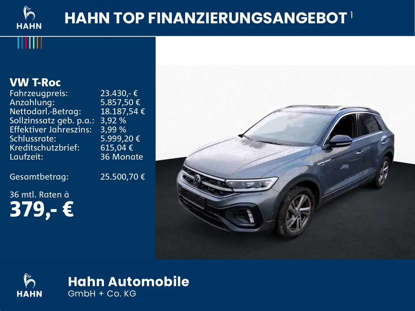 Volkswagen T-Roc 1.0TSI R-Line LED Navi ACC APP CAM Sitzhzg Grau - 2