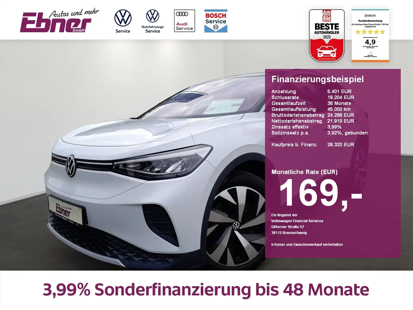 Volkswagen ID.4 1st EDITION 82KW/h AHK+KAMERA+WPUMPE+CCS+ACC+NAVI+ Schwarz - 1