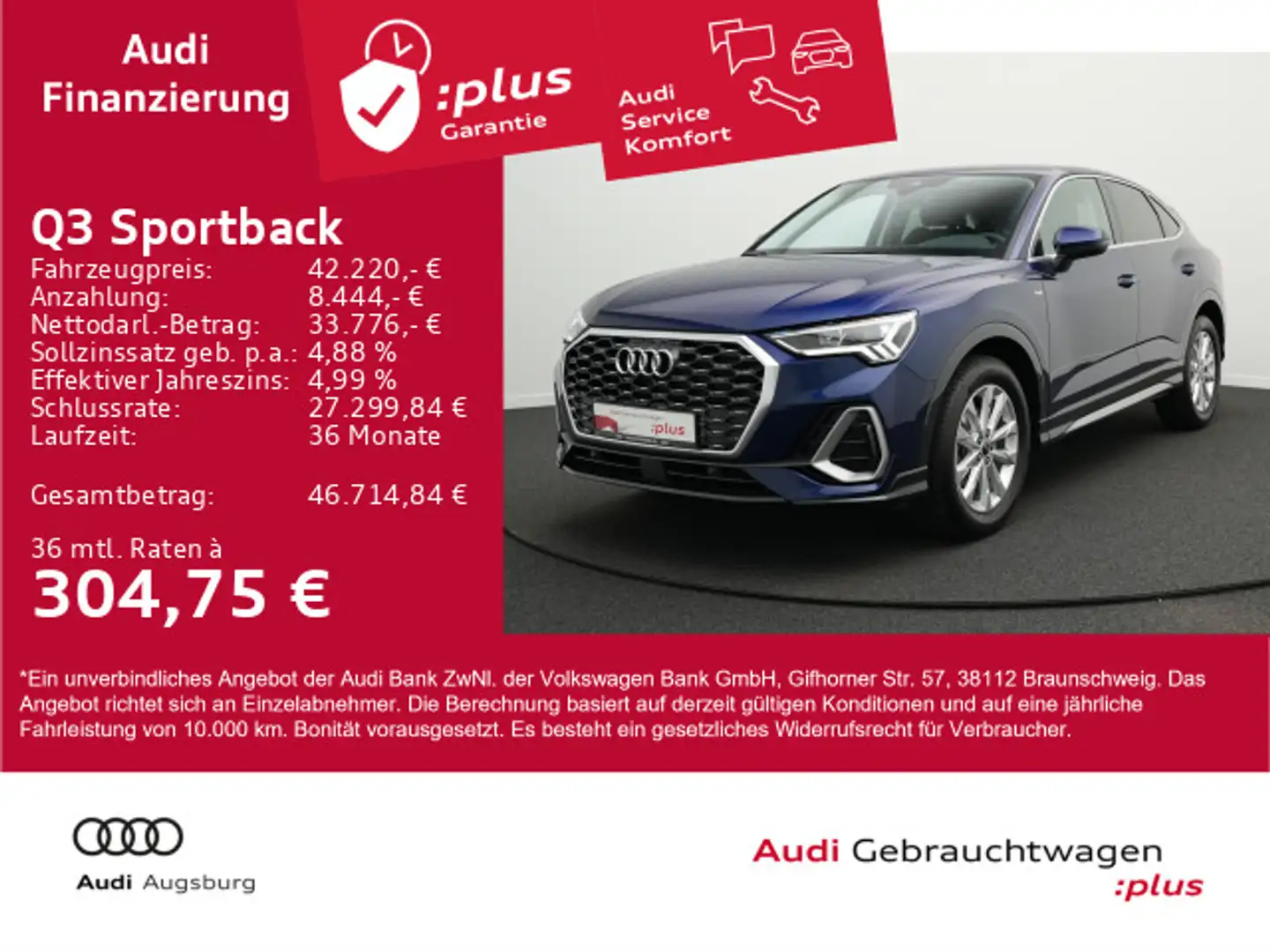 Audi Q3 S line 35 TFSI *SONOS*AHK*8-fach* Bleu - 1