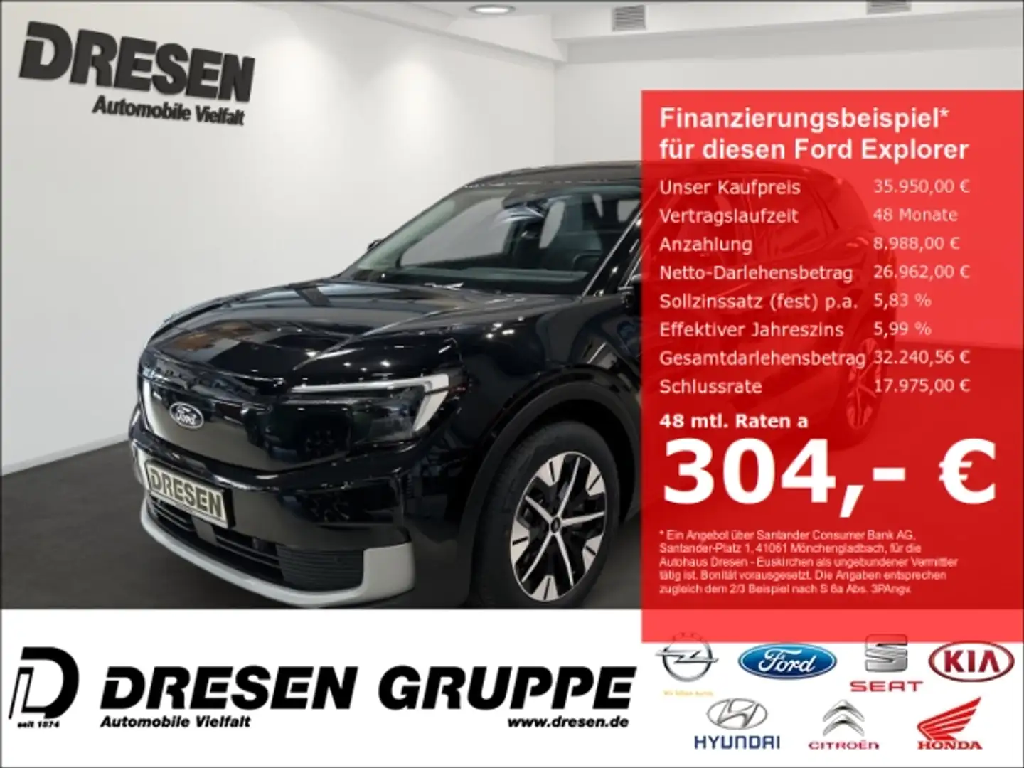 Ford Explorer Extendet Range RWD 77Kwh 285PS Head-Up-Display/ Fa Schwarz - 1