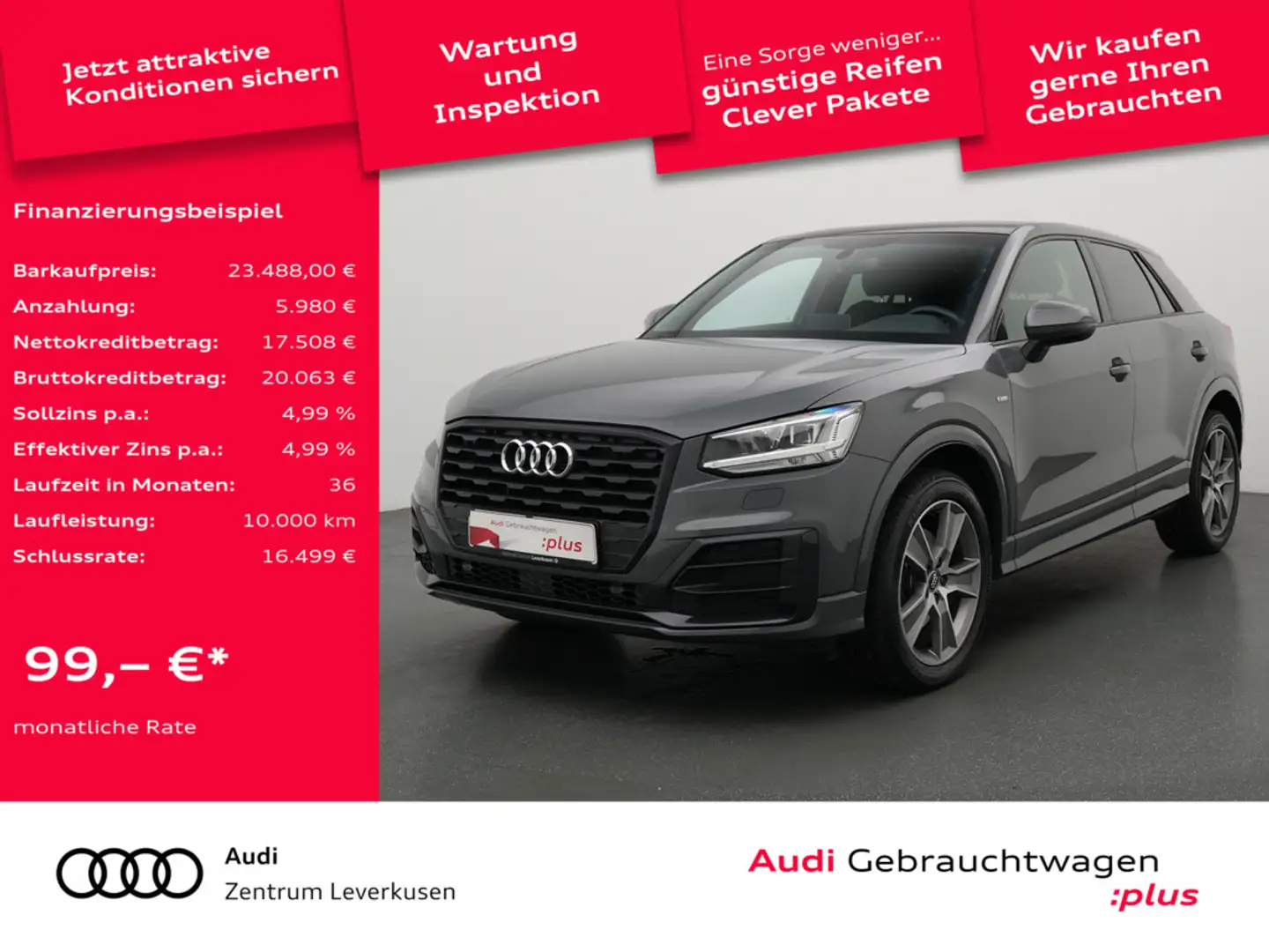 Audi Q2 Sport S line S-TRON PANO AHK NAVI VIRT KAM Grau - 1