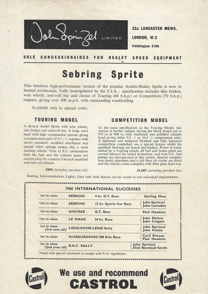 Austin-Healey Speedwell Sebring Sprite MkI - ex. Tonio Hildebran, foto 8