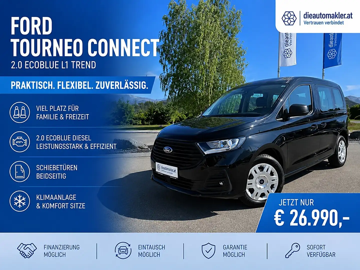 Ford Tourneo Connect Trend | Schiebetüren | Klima | Diesel Schwarz - 1