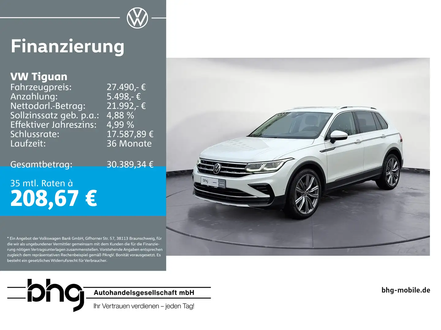 Volkswagen Tiguan 1.5 TSI OPF DSG Elegance Weiß - 1